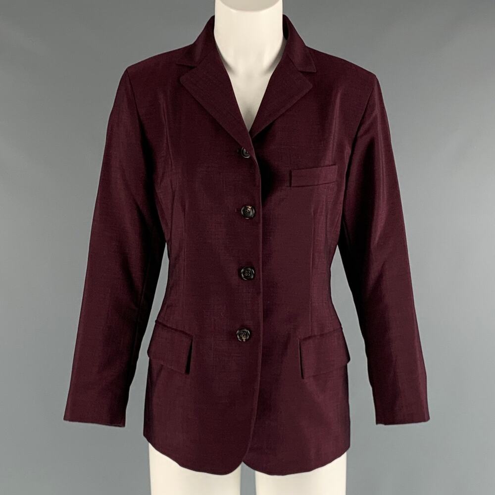 JIL SANDER Size 8 Burgundy Wool Mohair Jacket